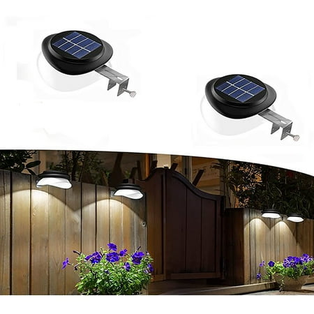 

Solar Gutter Lights 2pcs - Casewin Fence Lighting Decoration with 9 LED Solar Powered Outdoor Lights Waterproof for Deck Backyard Pathway Eaves Wall Cool White Light
