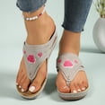 thumbnail image 3 of Pandaie Orthopedic Sandals for Women 2026 Summer Slip on Beach Flip Flops Arch Support Flower Dressy Wedge Casual Boho Slippers Grey Size 6.5, 3 of 6