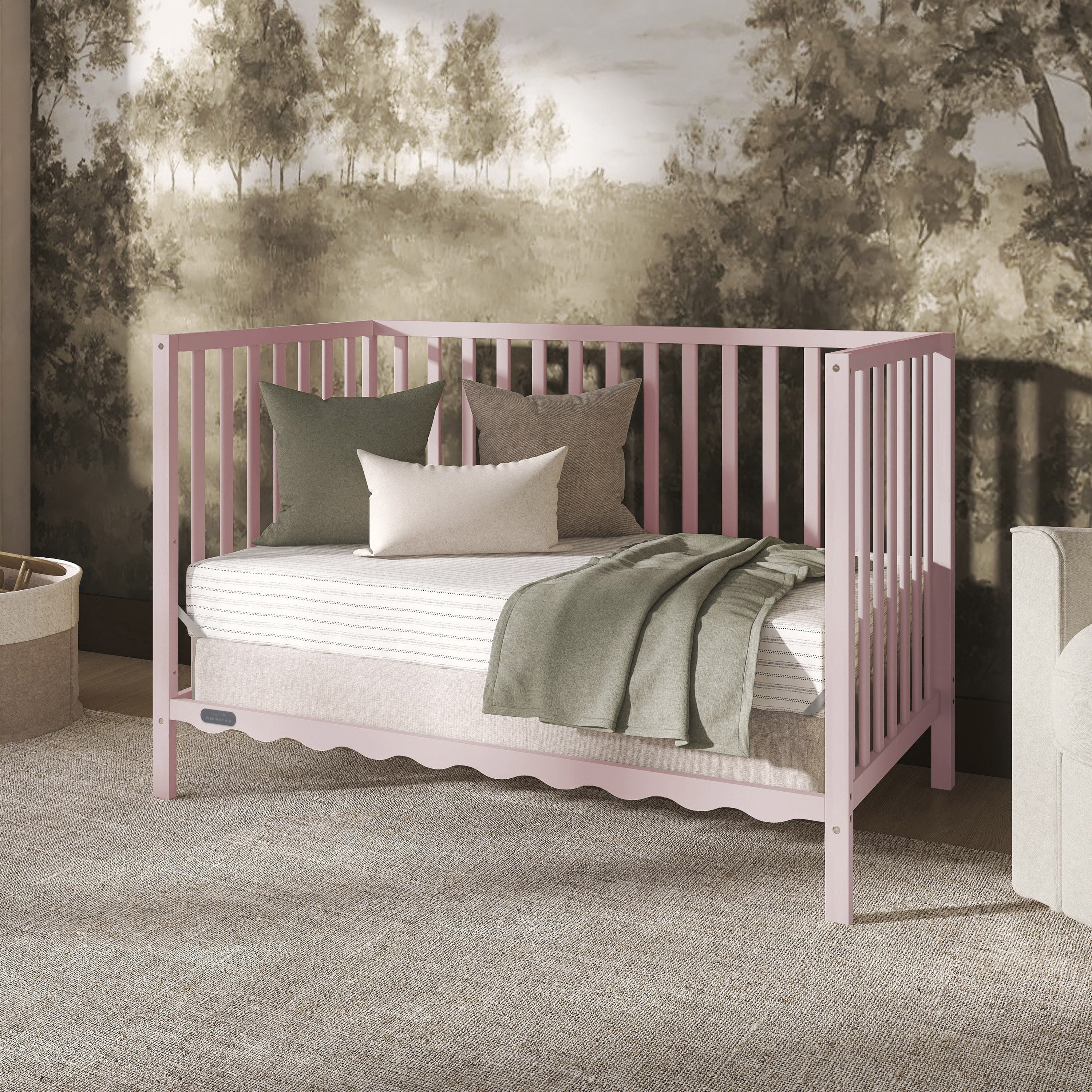 Dream On Me Synergy Wave 5-in-1 Convertible Crib, Pink