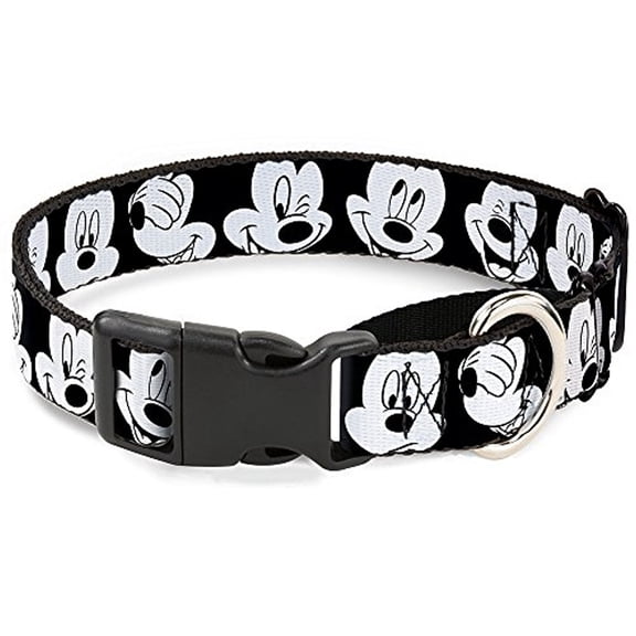 Buckle-Down Mickey Mouse Expressions C U Black White Disney Martingale Plastic Clip Collar