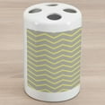 thumbnail image 1 of Grey and Yellow Ceramic Toothbrush Holder, Modern Geometrical Triangles Zig Zags Wavy Modern Image Print, Decorative Versatile Countertop for Bathroom, 4.5" X 2.7", Pale Grey and Mustard, by Ambesonne, 1 of 4