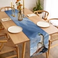 thumbnail image 3 of Beach Lighthouse Table Runner - 90 Inch Long, Kitchen Dining Table Runner Dresser Scarves, Coastal Ocean Sky Birds Oil Painting Farmhouse Decor for Coffee Tables Wedding Party Banquet, 3 of 8