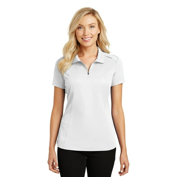 Port Authority Ladies Pinpoint Malla Zip Polo 4XL Blanco Autoridad Portuaria L580