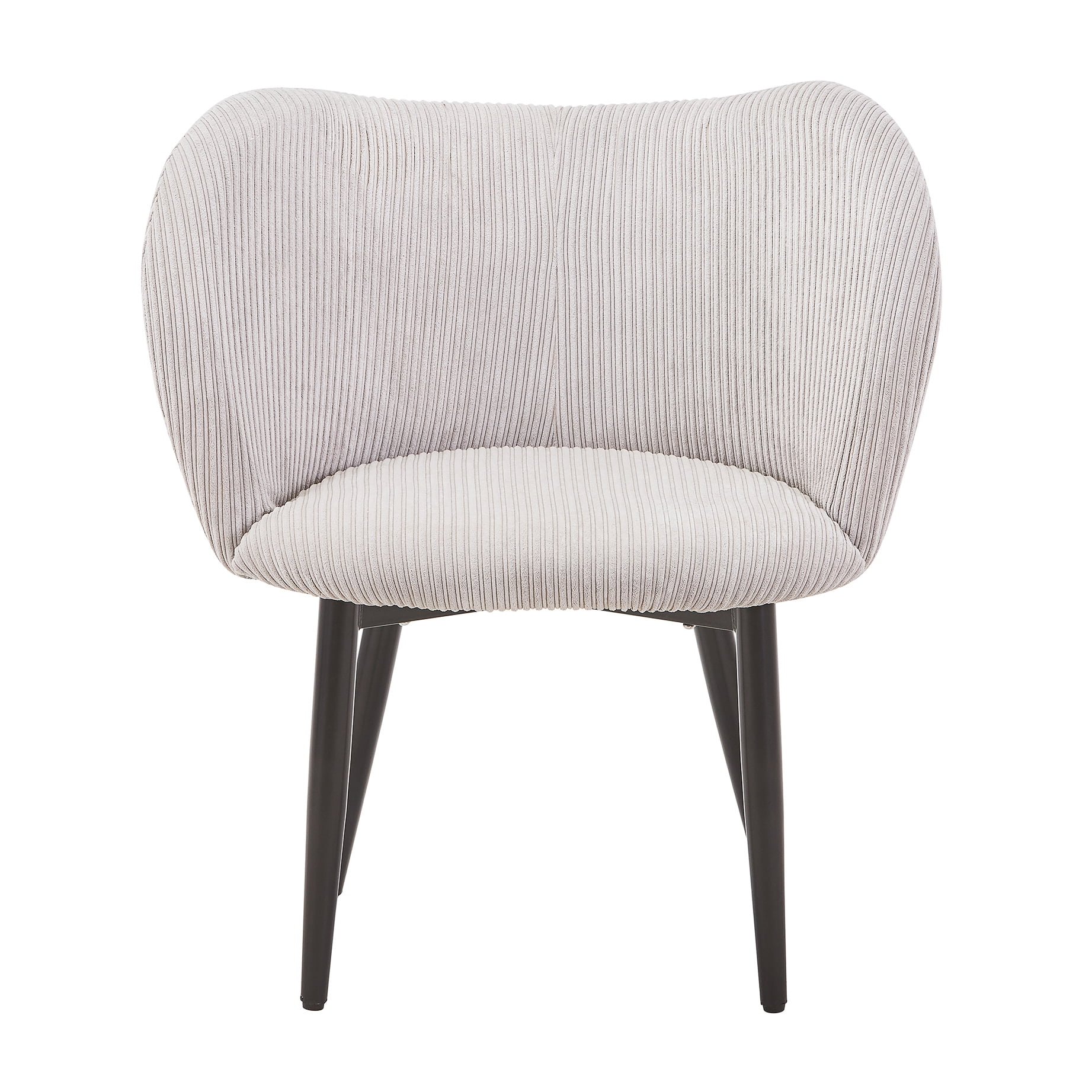 Mid-Century Modern Corduroy Style Fabric Curved Padded Back Dining Chair, Grey (Set of 2)