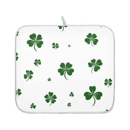 

Ryvnso Leaf Clover Dish Dry Mat for Kitchen Counter Absorbent Drainer Pad 16x18in