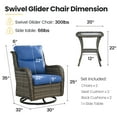 thumbnail image 2 of Planntonneo 3 Piece Wicker Patio Furniture Sets, Outdoor Swivel Rocking Chairs Set of 2 with 5-inch Thick Cushions and Rattan Side Table for Deck Porch Pool, Grey/Blue, 2 of 8