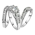 thumbnail image 1 of Las mujeres Sparkling Set Zirconia Anillo Anillo de Promesa Set Zirconia Anillo Anillo de Compromiso Tres Piezas Set, 1 of 2