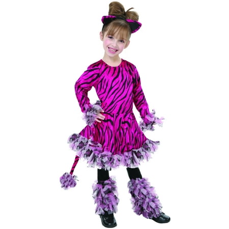 Living Fiction Adorable Tiger Animal Halloween 3pc Girl Costume, Pink