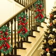 thumbnail image 6 of 1 Pack Christmas Artificial Swags,17.7" Xmas The Cordless Prelit Stairway Swag,Teardrop Trim Wreath Door Stair Garland Christmas Wreath,for Outdoor Home Garden Decor (Red Green Ribbon)(Green), 6 of 9