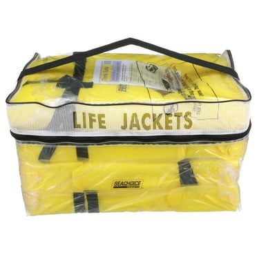 Seachoice Life Vest 4-Pack w/ Bag, Type II Personal Flotation Device, Yellow, Adult