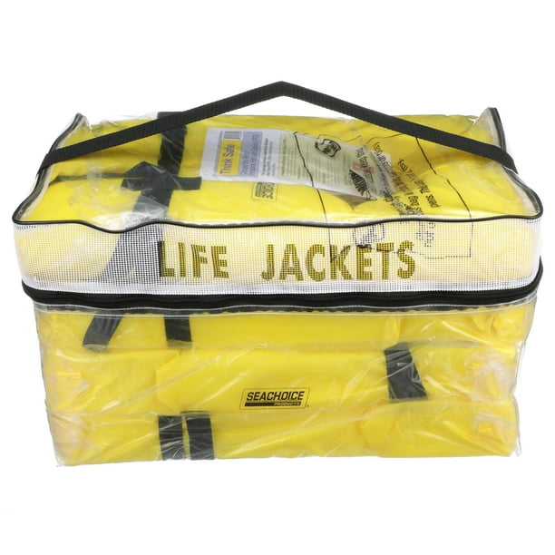Seachoice 86010 Life Vest, Type II Personal Flotation Device – Yellow – Adult – 4-Pack with Bag ...
