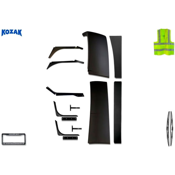 Kozak Cabin Fairing Compatible with VNL 2004-2017 with Air Deflector Extensions and 6-Piece Mounting Brackets - Driver Side