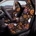 thumbnail image 4 of POLERO Washable Car Seat Covers for Auto, Polyester Stretchy Auto Seat Cover Protector, Halloween Pumpkin Cat Ghost, 4 of 12