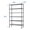 thumbnail image 3 of Hale Indoor 6-Tier Metal Black NSF Certified Commercial Height Adjustable Shelf with Wheels for Storage, 3 of 14