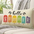 thumbnail image 5 of Hello Summer Lumbar Decorative Rectangle Pillow Cover 12 x 20, Popsicle Ice Cream Porch Patio Outdoor Pillowcase, Seasonal Farmhouse Sofa Couch Cushion Case Home Decoration, 5 of 6