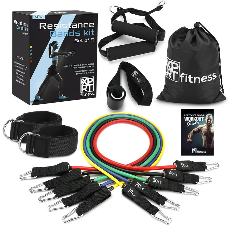 XPRT Fitness Resistance Bands Set for Home Gym and Exercise Combo