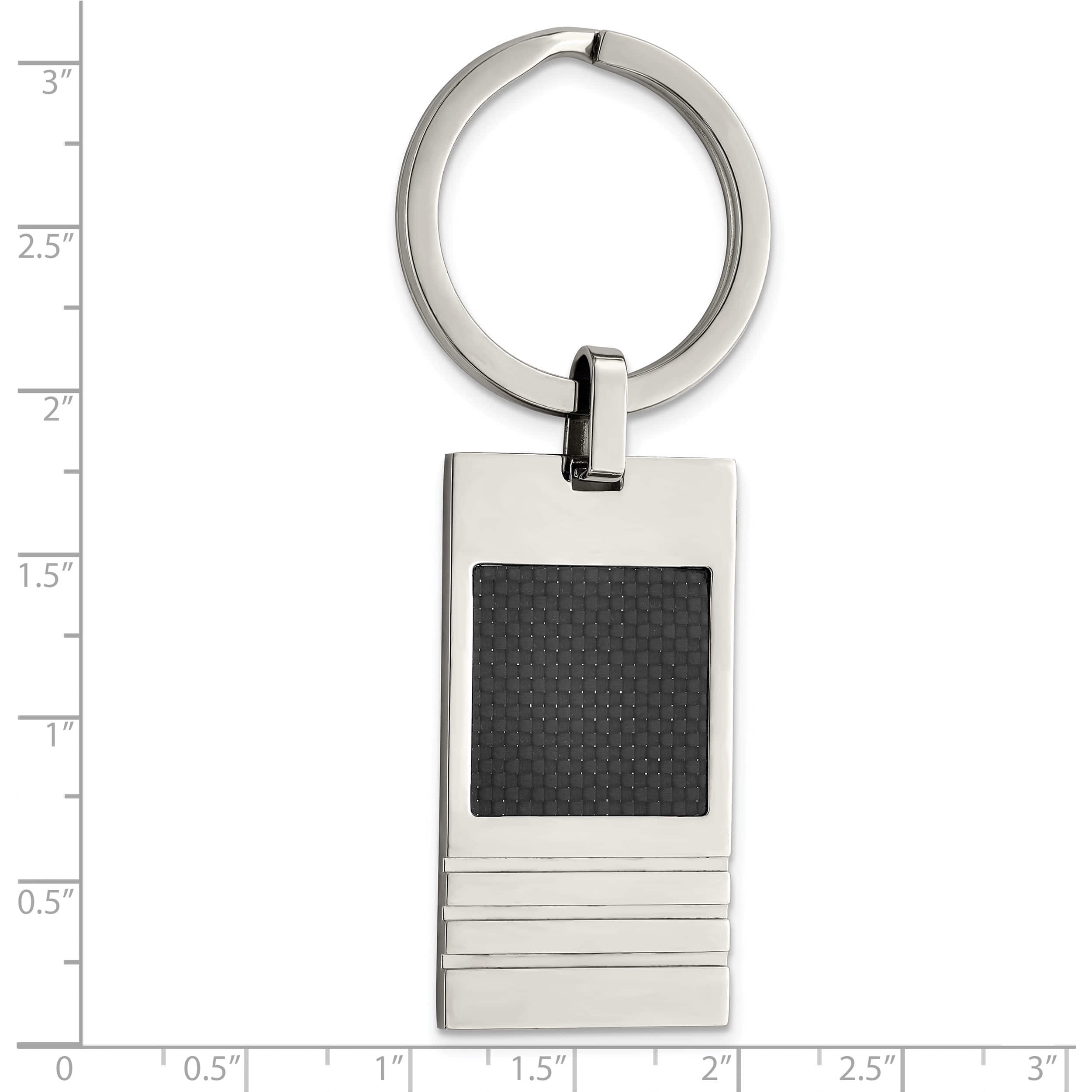 Stainless Steel Brushed Black Carbon Fiber Inlay Key Ring (78 X 23) Made In China srk113