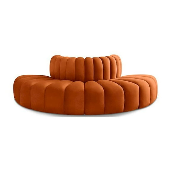 Meridian Furniture Arc Cognac Velvet Modular Sectional