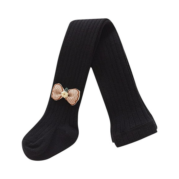 SGFCWSX Leggings for Girls Cable Knit Winter Tights with Bow Kids Footed Thick Pantyhose Black Size 8 Years