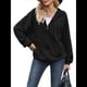 thumbnail image 2 of Sudadera con Capucha y Cremallera para Mujer, de Larga, Informal, de Gran Tamaño, con Bolsillos. Negro L, 2 of 10