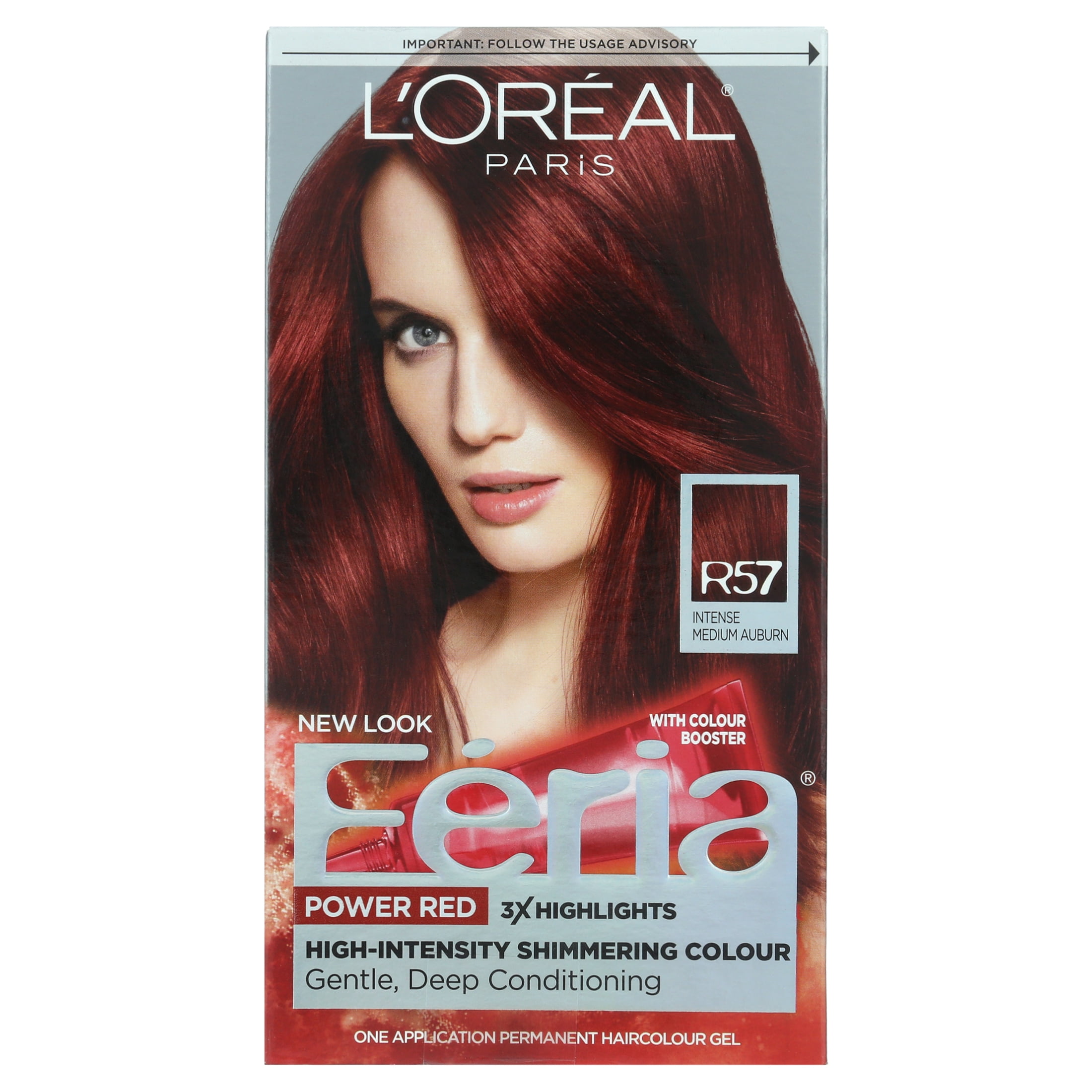 L'Oreal Paris Feria Permanent Hair Color, R57 Cherry Crush Intense Medium  Auburn 