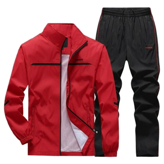Men's Plus Size Sports Outdoor Casual Tracksuit Set Spring Autumn Activewear Jacket Pants Set Clothes