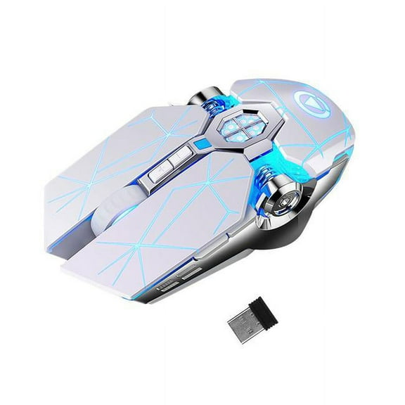 Sanoxy  2.4GHz 1600DPDPI Wireless Optical Gaming Mouse Mice with USB Receiver 7 Color LED Backlit Rechargeable - White
