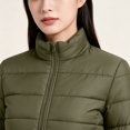thumbnail image 5 of Smsaxvxz Women's Puffer Jacket Casual Quilted Packable Lightweight Zip Up Coats Long Sleeve Windproof Winter Warm Outerwear Army Green L, 5 of 6