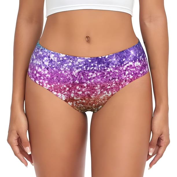 Fotbe Glitter Rainbow Calzones Estampados para Mujer – Ropa Interior de Algodón, Cómoda, Suave y Elástica-Medium