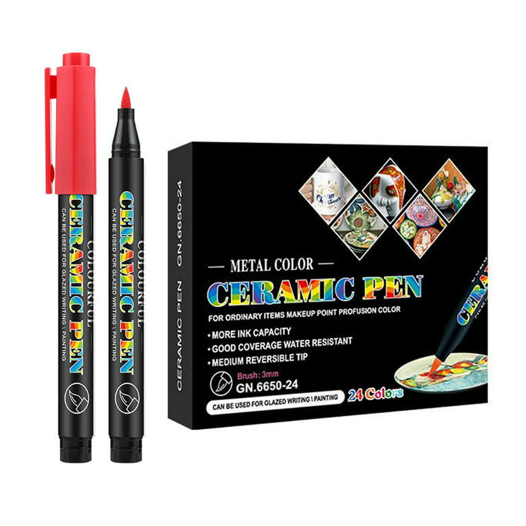 Acrylic Paint Pens Extra Fine Point Paint Markers 24 Vibrant Colors for  Rock Fabric Wood Glass Canvas Ceramic, Water Based Ink