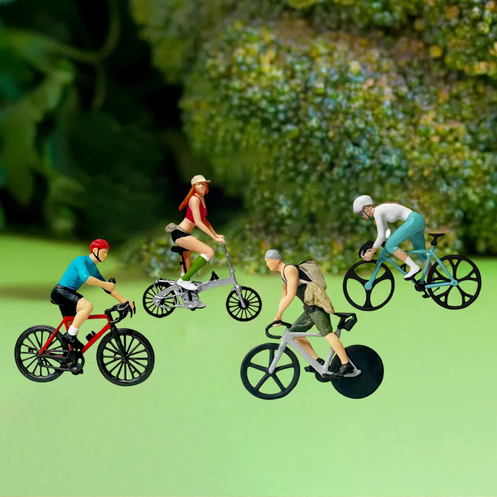 LeeQinersw 4 Pieces 1:64 Scale Rider Model Mini Figure for Miniature Scene Fairy Garden