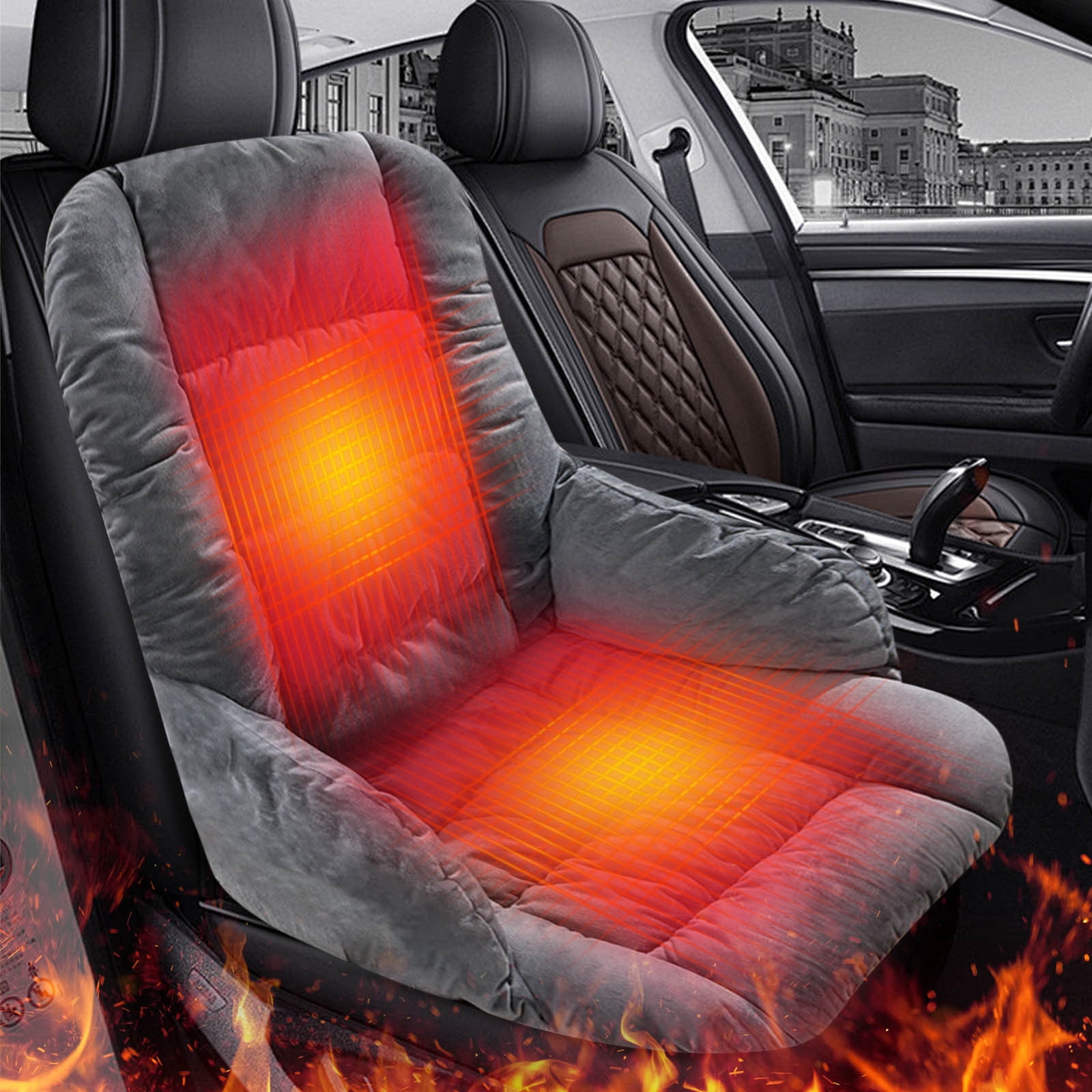 Heated Seat Cushion, Office Chair Heating Pad, Heated Seat Pad, Winter Integrated Heating Cushion (18x16 In) - Office Long-Period Sitting Waist Protection