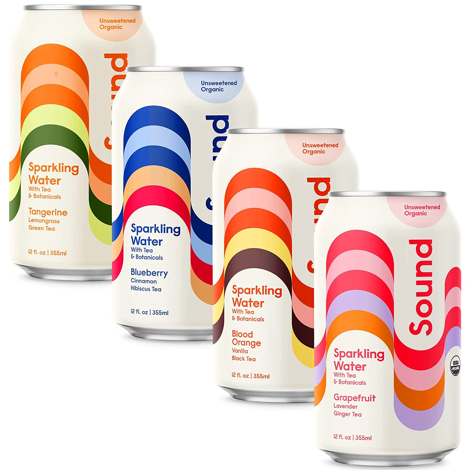 Sound Sparkling Water w/ Organic Tea & Botanicals . 12OZ (PACK OF 12