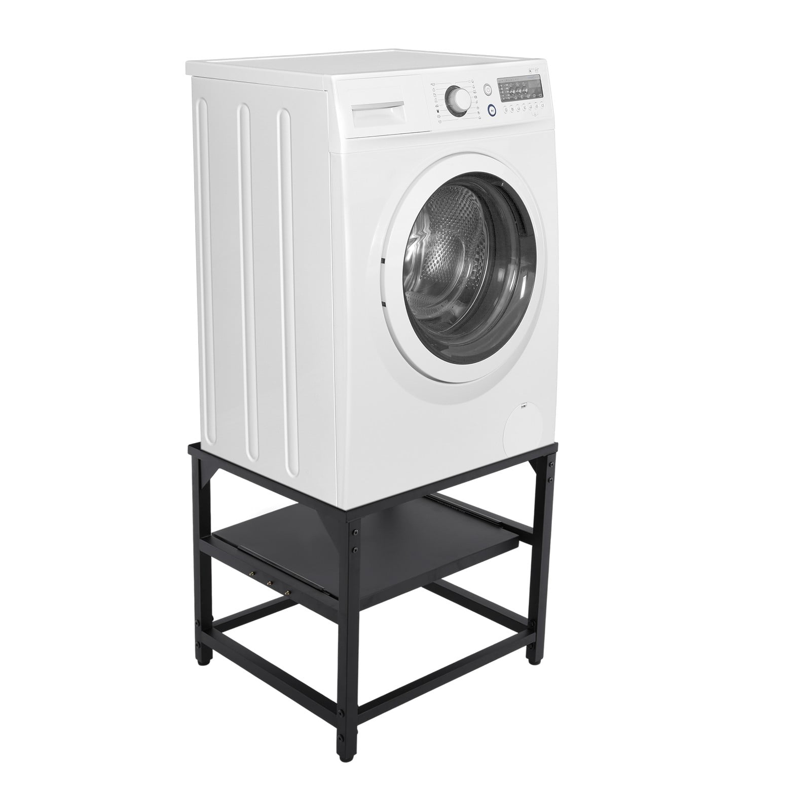 Modern Washing Machine Base Dryer Stand, Washing Machine Base with Shelf Black
