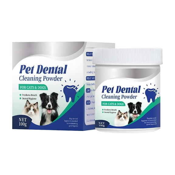 XIRQI Pet Dental Powder for Dogs & Cats – 100G Teeth Cleaning Powder Fights Plaque & Tartar – Freshens Bad Breath – Safe for Small, Medium & Large Breeds