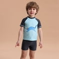 thumbnail image 3 of GYRATEDREAM Boys Two Piece Rash Guard Swimsuits Short Sleeve Rash Guard and Swim Trunks Outfit Set Toddler to Little Kid,Size 3-4 Years, 3 of 8