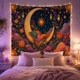 thumbnail image 2 of Golden Engraved Crescent Moon Above Colorful Clouds, Dreamy Boho for Celestial Fans, Moonlit Wall Art, Housewarming Gift, Tapestry Wall Hanging for Bedroom and Studio, 2 of 7