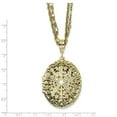 thumbnail image 2 of Finest Gold 1928 Jewelry Brass-Tone Filigree 42 mm Oval Locket 16 in. Double Chain Necklace Holds 2 Photos, 2 of 3