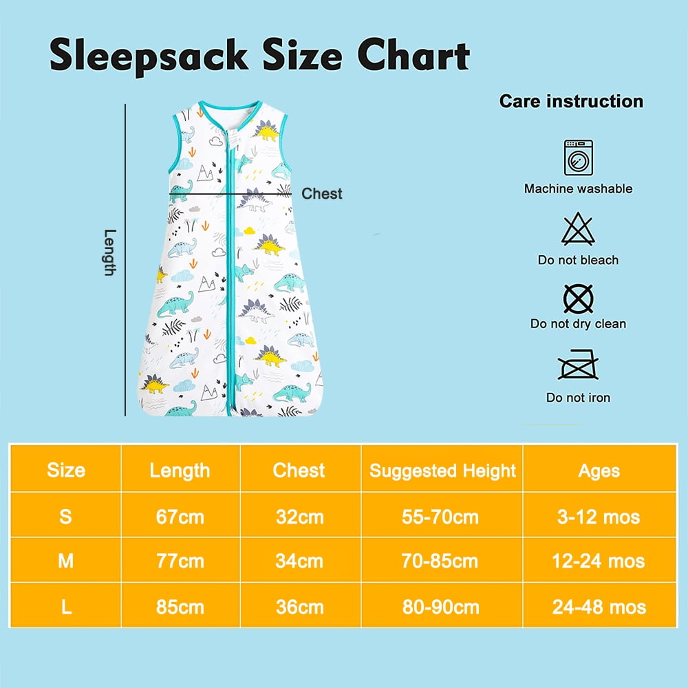 Biinggo Breathable Cotton Baby Wearable Blanket With Way Zipper Super Soft Lightweight Sleeveless Sleep Bag Sack Clothes For Boys Fits Toddlers Age