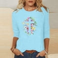 thumbnail image 2 of Blouses pour Femmes T-Shirt Imprimé Manches 3/4 Blouse Col Rond Décontracté, Blouses pour Femmes T-Shirts pour Femmes, Blouses pour Femmes Décontractées, 2 of 4