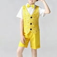 thumbnail image 6 of ATOGUTA Clothing Set For Boys Short Sleeve Shirt, Shorts, Bow Tie, Sequine Vest Wedding Birthday Formal Wear Size 4T-15, Yellow, 6 of 6