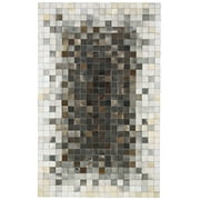 Zenna Mosaic Leather Cowhide Rug, Gray/Brown, 6ft x 9ft Area Rug
