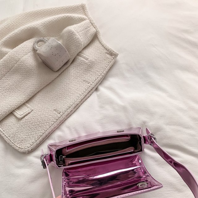 Bolso de hombro para mujer Bolso de axila de moda de cuero PU brillante Bolso pequeño (Púrpura) Tmvgtek Para Estrenar