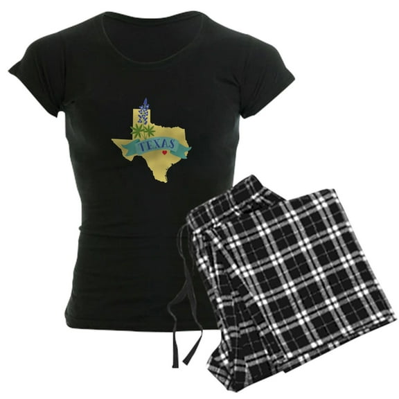 CafePress - Texas State Outline Bluebonnet Flower Pajamas - Women's Dark Pajamas