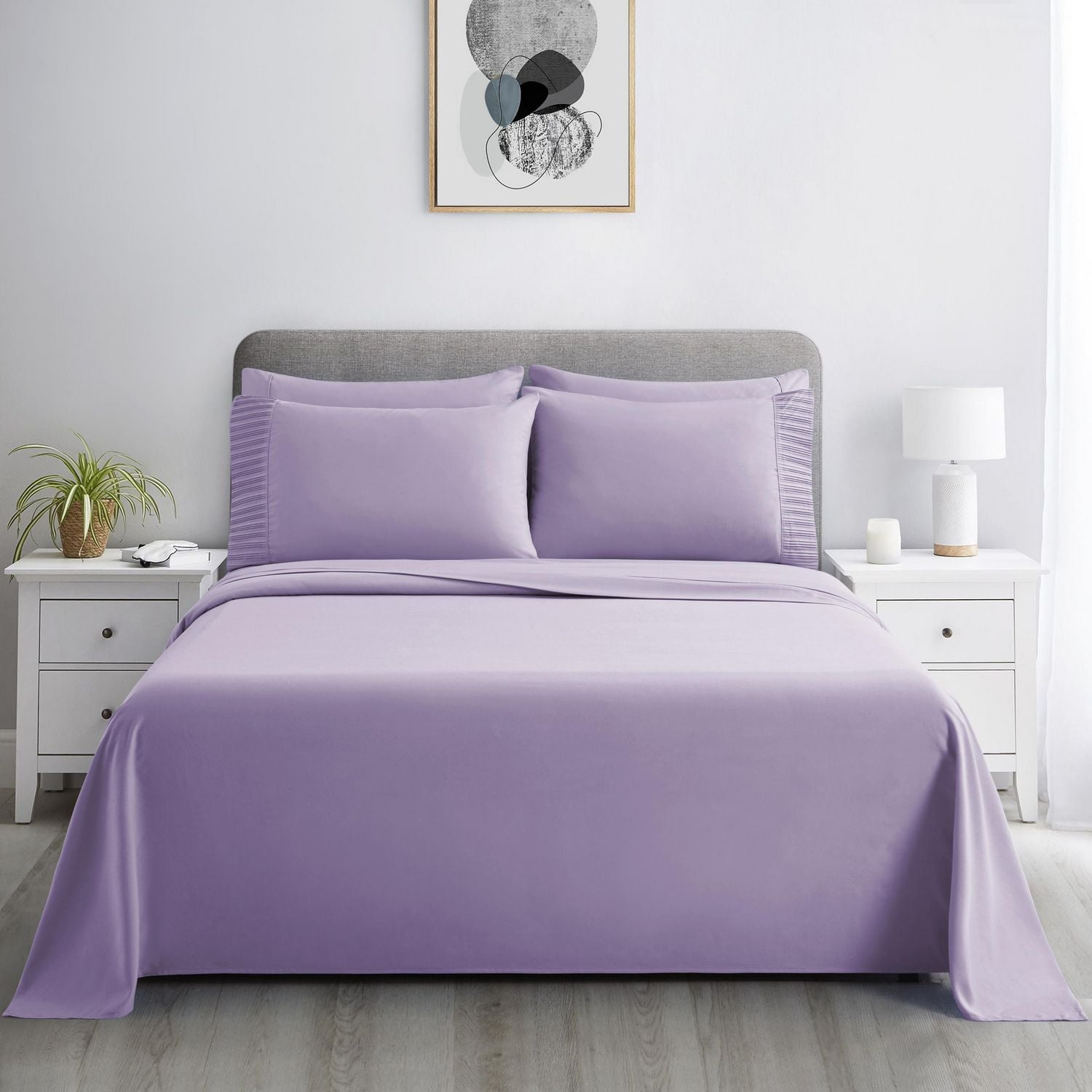 Literie Marina Décoration en rayonne de bambou ultra douce et soyeuse, toutes saisons, couleur violet