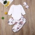 thumbnail image 5 of ZAXARRA Girl 3PCS Outfit Set,Round Neck Romper, Floral Pant, Hair Band, 5 of 5