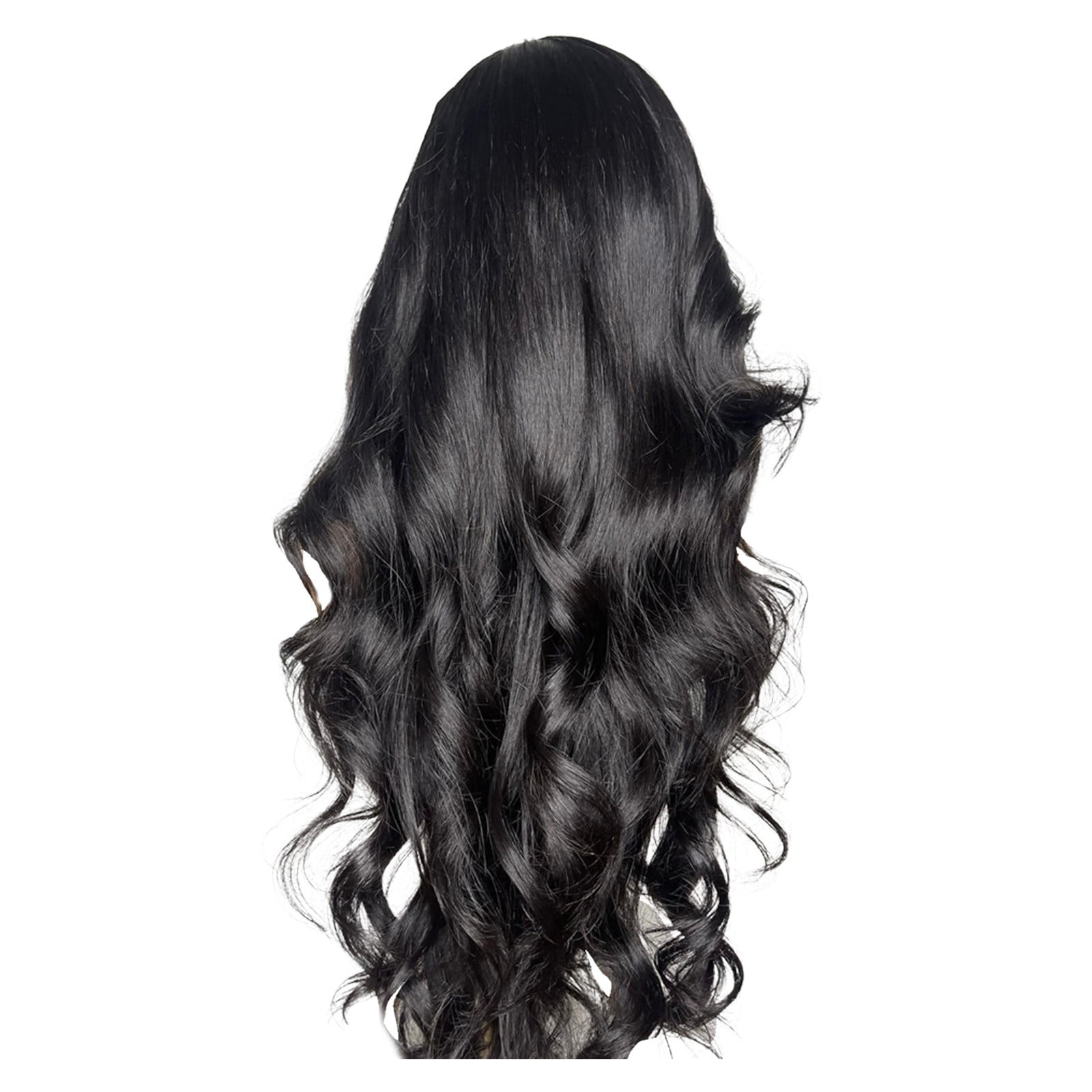 Long Wavy Brown Wig with Bangs for Women, Synthetic Heat Resistant Hair Wig for Daily Wear and Party Use(Black-1,One Size)