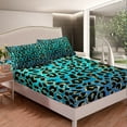 thumbnail image 4 of YST Leopard Print Queen Size Bed Sheets Set,Blue Black Leopard Sheet Set for Youth,Cheetah Sheets,Valentine's Day Flat Fitted Sheet with 2 Pillowcases Bedroom Decor, 4 of 5