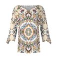 thumbnail image 4 of IROINNID Reduced Polyester Long Sleeve T Shirt for Women Daily Summer Slot Neck Print T-shirt Blouse,Yellow, 4 of 5