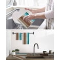 thumbnail image 5 of Aqua Teal Hand Towels Set,Waffle Weave Kitchen Towels 3 Pieces,Farmhouse Wood Grain Vintage Brown Striped Microfiber Hair Face Bath Tea Towel Absorbent Quick Drying Cleaning Dish Cloths,15.7"x23.6", 5 of 7